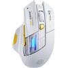 INPHIC A9 Explorer Mouse Bluetooth, Bluetooth Dual-Mode 5.0/2.4G, 2400 DPI, Indicatore di Batteria Visibile, Mouse RGB per Laptop, Bianco