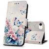 DiaryTown Cover per iPhone 8 / iPhone 7 Custodia in PU Pelle a Libro Motivo Flip Caso Magnetica Portafoglio Antiurto Protettiva Cover per iPhone SE 2020 / iPhone SE 2022 5G - Fiore Rosa Farfalla Blu
