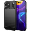 WJXEXRS Cover per iPhone 17 Pro Max, Custodia Spazzolata e Fibra di Carbonio Morbido Silicone TPU Slim Fit, Antiurto, Antigraffio, Antiscivolo, Protezione Cover Grado Militare iPhone 17 Pro Max -Nero