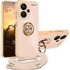 XCYYOO Cover per Xiaomi Redmi Note 13 Pro Plus 5G con Cordino, Custodia Redmi Note 13 Pro Plus 5G con Tracolla, Case Antiurto 360°Metallo Ring Kickstand Litetettiva Auto Cover con cord - Rosa