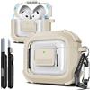 R-fun Custodia protettiva R-fun per AirPods 4a generazione, chiusura magnetica automatica, con kit di pulizia, adatta per custodia protettiva Airpods 4 (2024) -Desert Grey