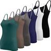 BQTQ 6 Pezzi Canottiera Donna Canotta Top Regolabile Spalline Canottiere Tank Top per Donna e Ragazze, Nero, Bianco, Grigio Scuro, Marina, Marrone, Blu Verde, XXL