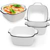 DBAATTZ Set di 4 Pirottini da Forno in Ceramica, Set di Piccole Pirofila in Ceramica 400 ML, 14,9x11,5x5,7 CM Piatti da Forno Quadrati, Pentole in Ceramicas con Manici, per Microonde, Friggitrice ad Aria