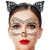 YJSDDNTY Tattoo Viso e Cinturino per orecchie di gatto,Decorazione per Halloween, Leopardo Adesivo Viso,per Feste di Halloween Carnevale, Feste in Maschera