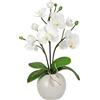 Flair Flower Orchidea artificiale in ciotola, 35 cm, fiore artificiale, orchidea artificiale Phalaenopsis con vaso per piante artificiali, decorazione per matrimoni, farfalla Phalaenopsis, fiori di seta,
