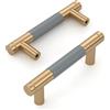 Amerdeco 10 pezzi Maniglie per Mobili da Cucina Distanza fori 76mm Oro Grigio Maniglie cucina armadietti in acciaio Lega di zincoper mobili da cucina per mobili