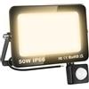 2 Fari LED Esterni Con Sensore Di Movimento PIR 50W – IP65 Impermeabili, 6500K Luce Fredda, Telecomando Incluso Per Giardino E Garage
