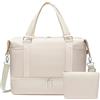Bluboon Borsone da viaggio da donna con scomparto per scarpe, borsa da viaggio in tela con manico a carrello, Beige 288