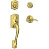 SCHLAGE Shlage SCHLAGE Camelot - Maniglia monocilindrica e leva di accento sinistra, in ottone satinato (F60 CAM 608 Acc LH)