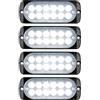 RIGIDON 4 x Ultra Thin 12 LED Lampada di Emergenza Strobo Bianco 12V 24V | Hazard Lampeggiante Luce, Stroboscopica Luce per Auto, Camion, Trattori, Rimorchi, Elevatori 4x4 Veicolo, Senza interruttore