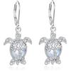 EUDORA Harmony Ball Orecchini a Cerchio in Argento Sterling 925 a Forma di Tartaruga Marina per Donna, Orecchini Pendenti a Forma di Tartaruga con Albero Della vita in Pietra di Luna Regalo