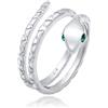 Elli Anelli Donne Serpente Pinky Moderno con Cristalli in Argento Sterlino 925 Placcato Oro