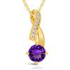 Planetys - Collana in argento 925 placcato oro 18 carati ametista naturale, Argento sterling, Ametista