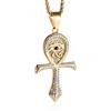 HZMAN Collana con ciondolo a forma di occhio di Horus con zirconia cubica, per uomo e donna, in acciaio inox, stile retrò, egiziano, copto Ankh, idea regalo, 1.37 x 2.16 x 2.16, Acciaio