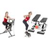 Sunny Health & Fitness Advanced Mini Home Steppers with Resistance Bands + Row-N-Ride™ PRO Squat Assist Trainer, Rowing Machine w/Digital Monitor