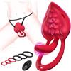 SuperLove Wearable Vibrating Panties & Cock Ring with Remote Red
