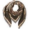 Prettystern Donna 105 cm Grande Stola Quadrata in Lana e Seta Doppio Lato Double-Face Telo da Spalle XL Sciarpa N. 4 Beige Marrone Stampa Leopardata