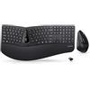 Perixx Periduo-605, Set Tastiera Ergonomica e Mouse Verticale Wireless, 3D Design con Tasti divisi e Rotella di Scorrimento inclinazione, poggiapolso Regolabile e Profilo ribassato, US Layout