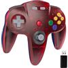 miadore Controller wireless N64 per Switch 1 2/Switch Lite/OLED, ricevitore USB da 2,4 GHz, plug and play, controller joystick per Windows PC/MAC IOS/Raspberry pi (rosso trasparente)