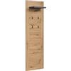 trendteam smart living - Follow - Pannello appendiabiti - Quercia Artisan Matera - Pannello da parete grigio accento 4 ganci, 1 asta appendiabiti e 1 ripiano per cappelli - 62 x 199 x 26 cm - Gancio