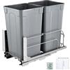 VEVOR Pattumiera Estraibile, ca. 30,6 L x 2, Contenitori per Rifiuti da Cucina Sottotop Doppi, Cestino per la Raccolta Differenziata con Kit Porta e Chiusura, per Mobili da Cucina, Lavello, Grigio