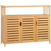 HOMCOM Buffet mobile da cucina 3 porte traforate e ripiani in bambù 100 x 35 x 82 cm naturale