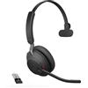 Jabra Evolve2 65 Wireless PC Headset - Noise Cancelling, Ottimizzato per Microsoft Teams, USB-A dongle, Nero, Mono
