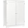 Mondeer Mobiletto Bagno, Mobiletto Bagno Salvaspazio con 2 Ripiano e 180° 2 Porta Moderna MDF Verniciato Bianco 60x30x80cm, per Scarpiera Madia Credenza