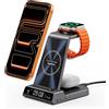 SwanScout Caricatore Wireless 3-in-1 per iPhone Air/17/16/15/14/13/12, per Apple Watch Ultra 3/11/10/9/8/7/SE 3 e AirPods/Pro/4/3, SwanScout C02A