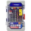 Tivoly 11901170061 - Cofanetto Ranger 22 pezzi, in cemento, in legno e 3 fermi di profondità per punte da Ø 3 a 12 mm, rosso grigio