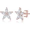 SLUYNZ Orecchini a perno in argento Sterling 925 con fiore per donna, SMALL, Argento sterling, Zirconia cubica