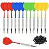 Hominas Set di Freccette con Punta Morbida Professionali Freccette in Metallo Set da 12 Freccettes Morbide con 100 Punte in Plastica per Bersaglio Elettronico Sala Giochi Sbarra
