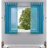 Gardinenbox Set di 2 tende trasparenti per soggiorno, in voile, con passanti e chiusura a corda, 100% poliestere, turchese, 175 x 140 cm