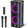 TONOR Sistema di Altoparlanti per Adulti con 2 Microfoni Wireless UHF Microfono, Macchina per Karaoke Bluetooth, PA portatile con Luci da Discoteca, Ideale per la Casa Karaoke, Festa all'aperto K61