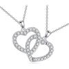 VONALA Collana da sorella, in argento sterling 925, con doppio cuore, due cerchi a incastro, rimovibile, regalo di compleanno per sorelle, set di 2 collane (con due catene in argento)