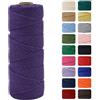 MOMAHUA 3mm Cotone Macramè 100% Naturale,Viola Melanzana 100m Filato Non Sbiancato Senza Chimici per DIY, Bomboniere, Decorazioni - Cordame in Cotone per Crafts
