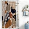 Uiiooazy Tenda Doccia Antimuffa, Tenda da Doccia 120x200cm Grigio Boho Chic Arancia Astratta Foglie Blu Navy Tende da Bagno Tessuto Lavabile Impermeabile Tende per Vasca da Bagno con 8 Anelli