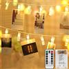 Mitening 40 LEDs Foto Clip, 8 Modalità Luci per Foto luci della stringa Batteria/USB Alimentato Polaroid Mollette Lucine LED Decorative per Camere Natale,Matrimonio,festa di compleanno Bianco Caldo