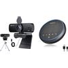 N newline Kit Videoconferenza Professionale - Webcam 4K con Microfoni a Cancellazione del Rumore + Altoparlante Conferenze Bluetooth USB, Audio a 360°, per PC e Home Office