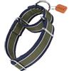 Axdvk Collare martingale, largo 3,8 cm, 1600 D, extra forte, in nylon anti-fuga, nessun tiro, resistente, con strisce in 3 colori, per cani di taglia media (M, verde militare e grigio)