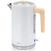 briebe Nordic Bollitore Elettrico 1,7L, Teiera Elettrica Infusione 2200 W, Ebollizione Rapida, senza BPA, Base 360°, Controller Strix, Spegnimento Automatico, Design Nordico Effetto Legno, Bianco