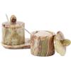 MARBLE RANGE Set di 2 contenitori per sale in marmo con coperchio e vassoio, 10 cm, in onice verde, fatti a mano, set di 2 barattoli per condimenti, contenitori per spezie per piano di lavoro