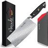 Marindo® Coltello da cuoco cinese coltello in acciaio inox | 18 cm di lunghezza della lama | ascia da cucina con triplo manico in legno rivettato | chopper cinese