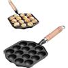 Topyond Takoyaki, padella a 14 fori, 3,5 cm, con manico rimovibile, piastra per cialde Takoyaki, in ghisa Takoyaki Maker per palline di polpo