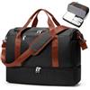 HPLQQ Borsone da Viaggio Donna Bagaglio a Mano Easyjet 45x36x20, Borsa Sportiva Borsone da Palestra con Scomparto per le Scarpe, Borsa da Weekend, Ospedale Parto, Danza,D05-Nero-Marrone
