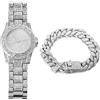 HALUKAKAH Orologio d'oro Diamantes Iced out,Uomo Placcato Oro Reale 18k/Placcato in Oro Bianco Platino al Quarzo 22cm,Set di Bracciali Catena Cubana 20cm,Lab Diamantes,0 Pacco Regalo