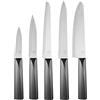 MasterChef Coltelli Cucina, Coltello Giapponese, Lama Affilato per Pane, Carne, Bistecca, Verdure e altro, Acciaio Inox, Prova di Calore, Manici Neri, Lavabile in Lavastoviglie, 5 Pezzi