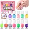 ETYJO Set di smalti per bambini, 12 colori, atossici, peel off, con adesivi floreali, asciugatura rapida, a base d'acqua, regalo per ragazze dai 3 anni in su