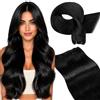LaaVoo Extension Capelli Veri Tessitura Nero Jet 45cm 100g, Doppia Tessitura Volume, Pienezza Istantanea, per Capelli Finissimi #1