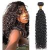 Tuheerst Water Wave Human Hair Bundles 1B Natural Black Capelli Umani Human Hair Extensions Unprocessed Echthaar Tressen Double Weft Remy Hair for Woman 12 Inch